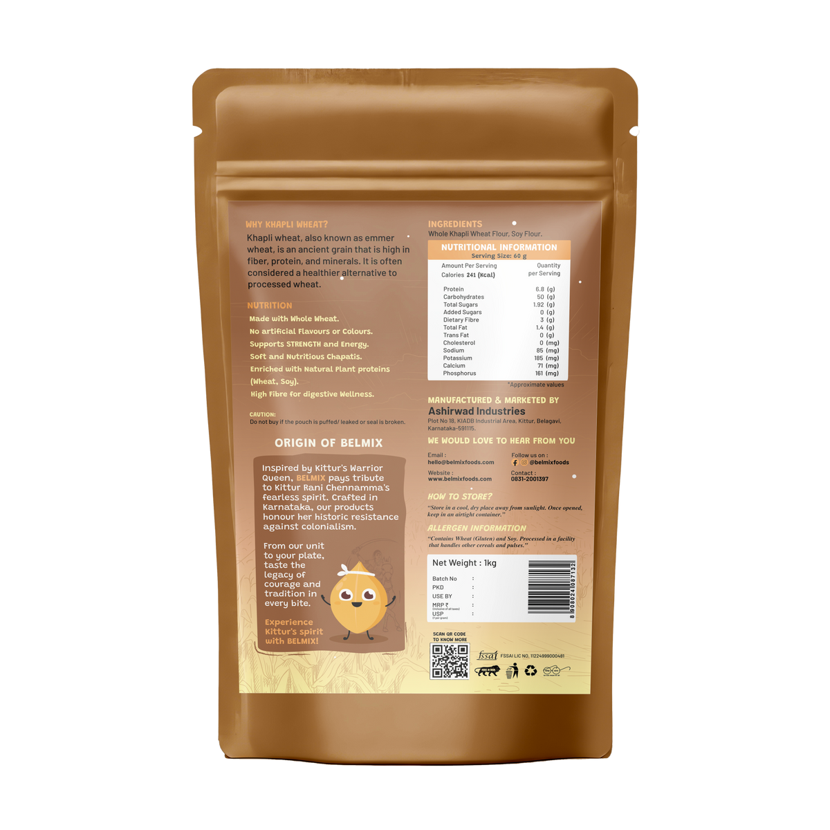 Belmix Khapli Wheat Flour 1 kg — back mockup